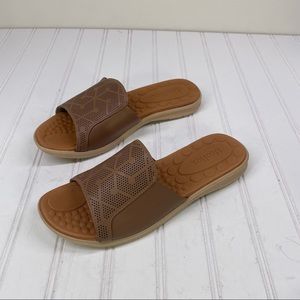 Tamanco Feminino Usaflex Tan slide sandals